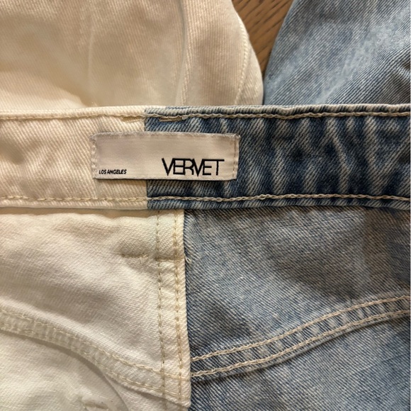 Vervet by Flying Monkey two-tone, high-rise, distressed straight-leg denim jean - Picture 12 of 13